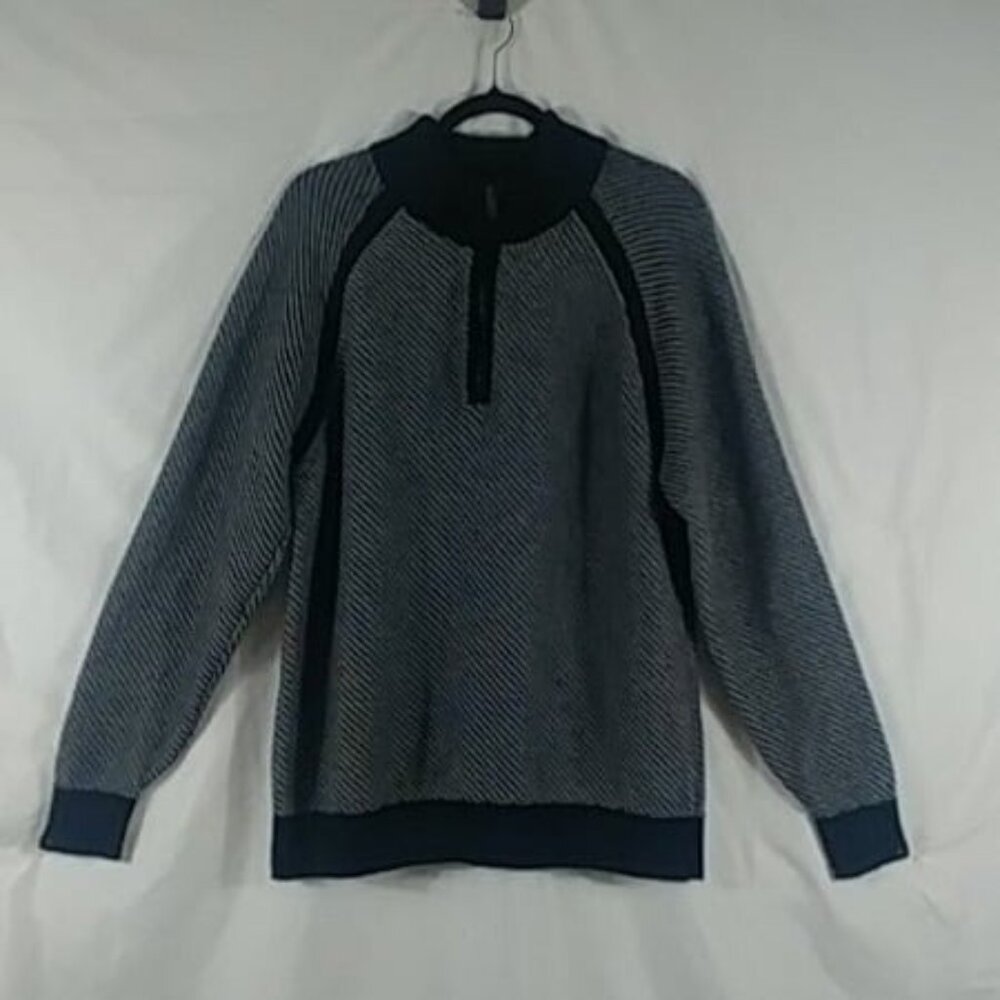 Hope & Henry Men's Blue Organic 100%Cotton Casual Half Zip Crew Sweater Size XL